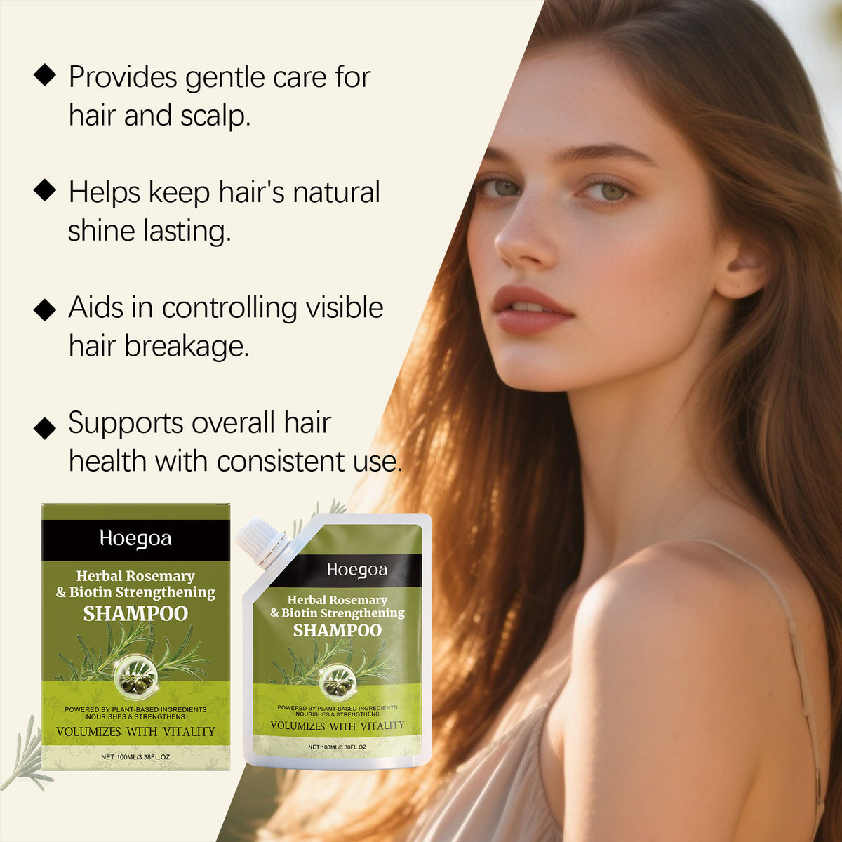 Hoegoa Herbal Rosemary Strengthening Shampoo Anti Hair Loss Thicker Fuller Growth Scalp Care Reduce Breakage Oil Control Shampoo