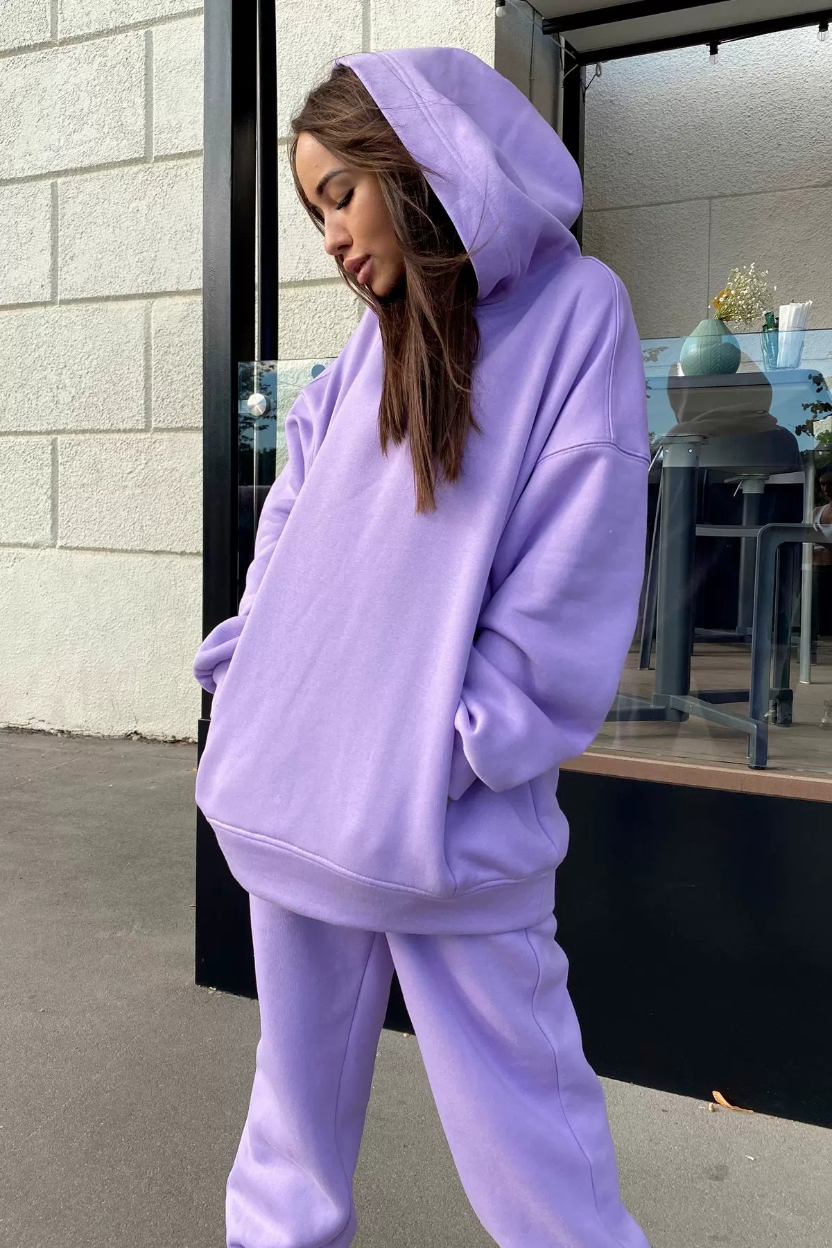 Monochrome Hooded Hoodie Set Casual European American Fashion 2-Piece Autumn Winter Hot Selling New Style