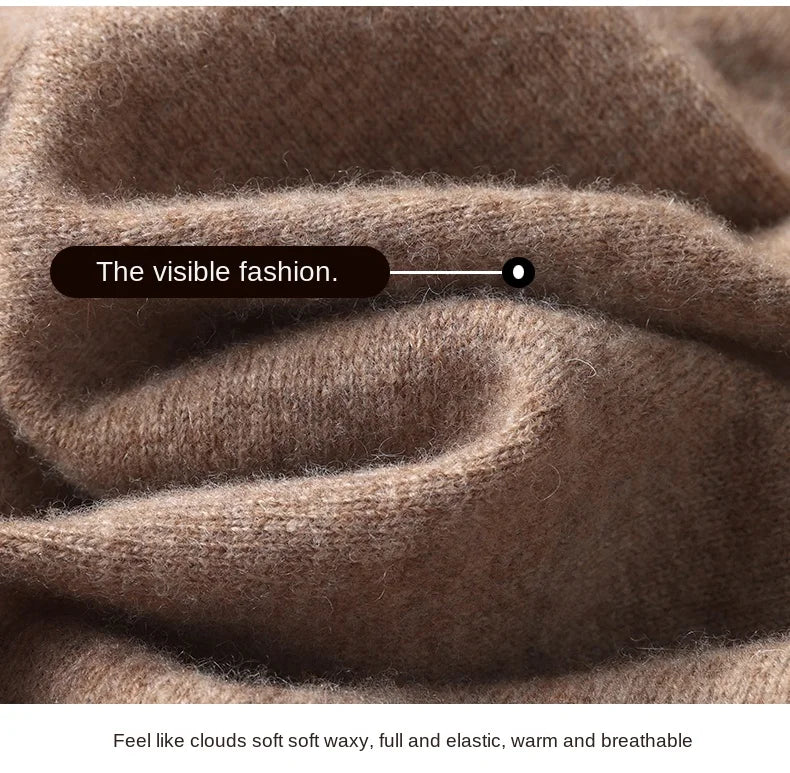 2025 Men's 100% Merino Pure Wool Knitted Hoodie Women's Style Large Size Autumn/Winter Warm Outdoor Sweater Solid Color Top YJ