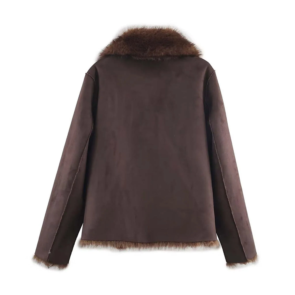 2026 Winter Women's Street Fashion Faux Fur Jackets For Women Long Sleeves Double-Sided Thick Warm New Casual Coats