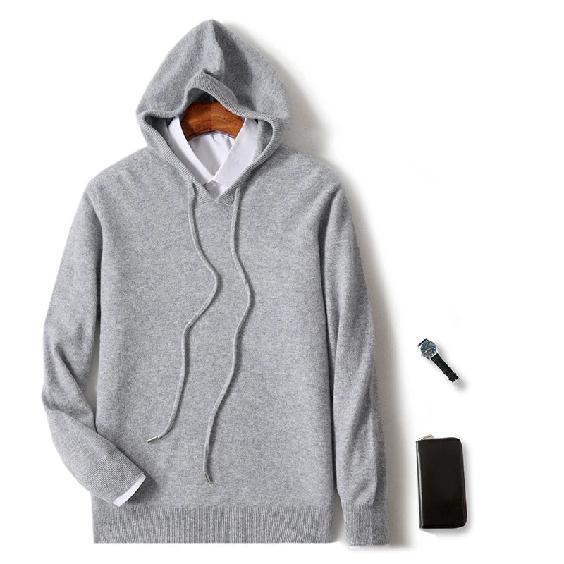 2025 Men's 100% Merino Pure Wool Knitted Hoodie Women's Style Large Size Autumn/Winter Warm Outdoor Sweater Solid Color Top YJ