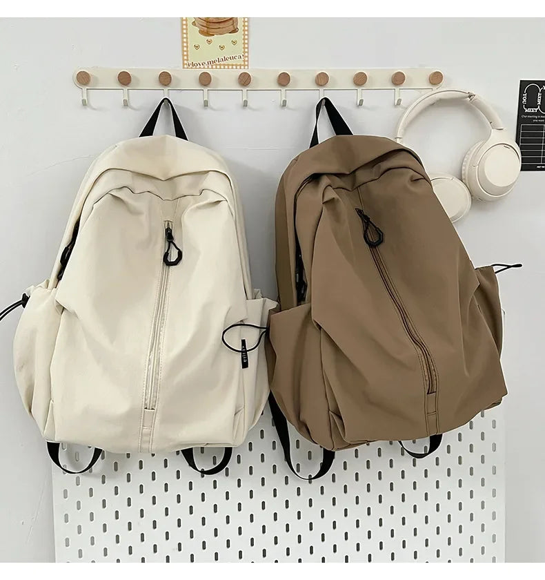 15.6 Inch Nylon Waterproof College Backpack Large Capacity Travel Unisex Laptop Backpacks Simple Design School Bag for Teenagers