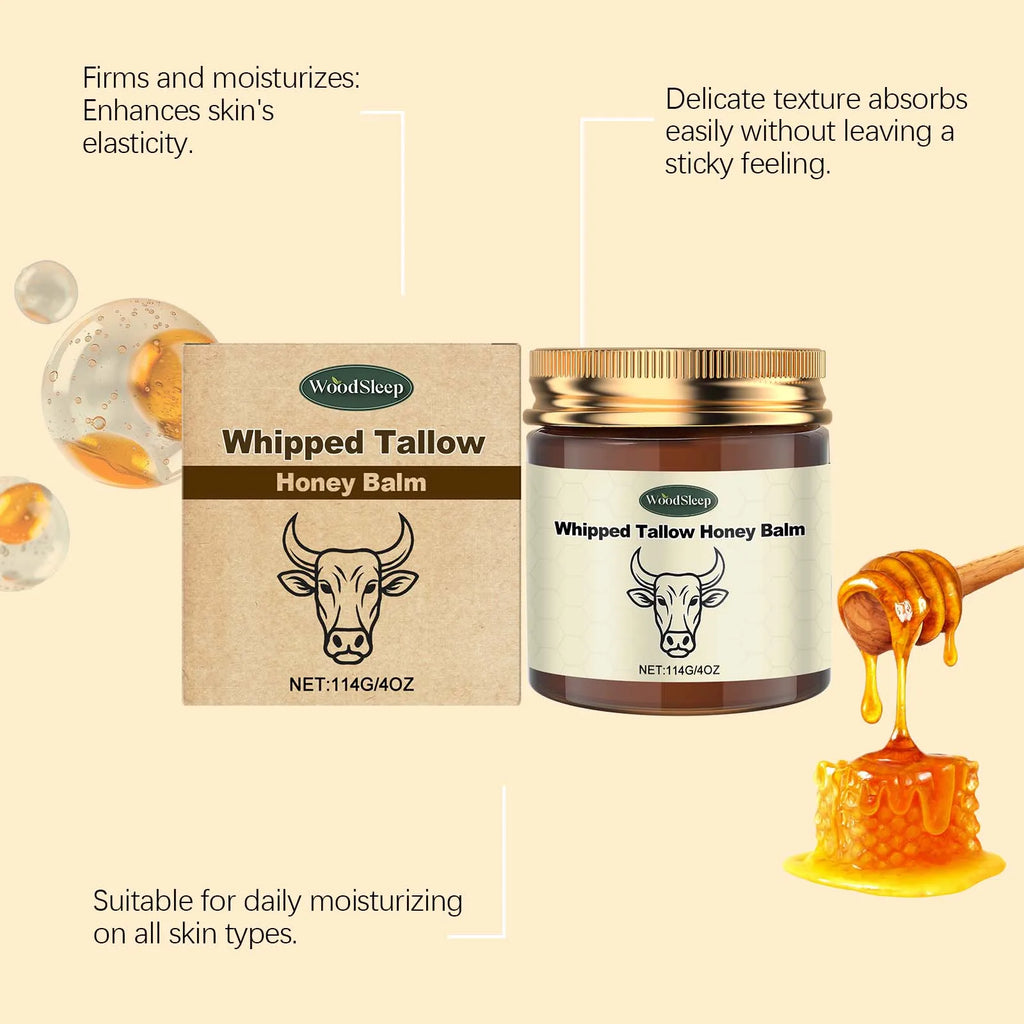 WoodSleep Tallow Honey Balm Deeply Hydrating Skin Non Sticky Smooth Lightweight Long Lasting Moisturizing Natural Body Balm 114g