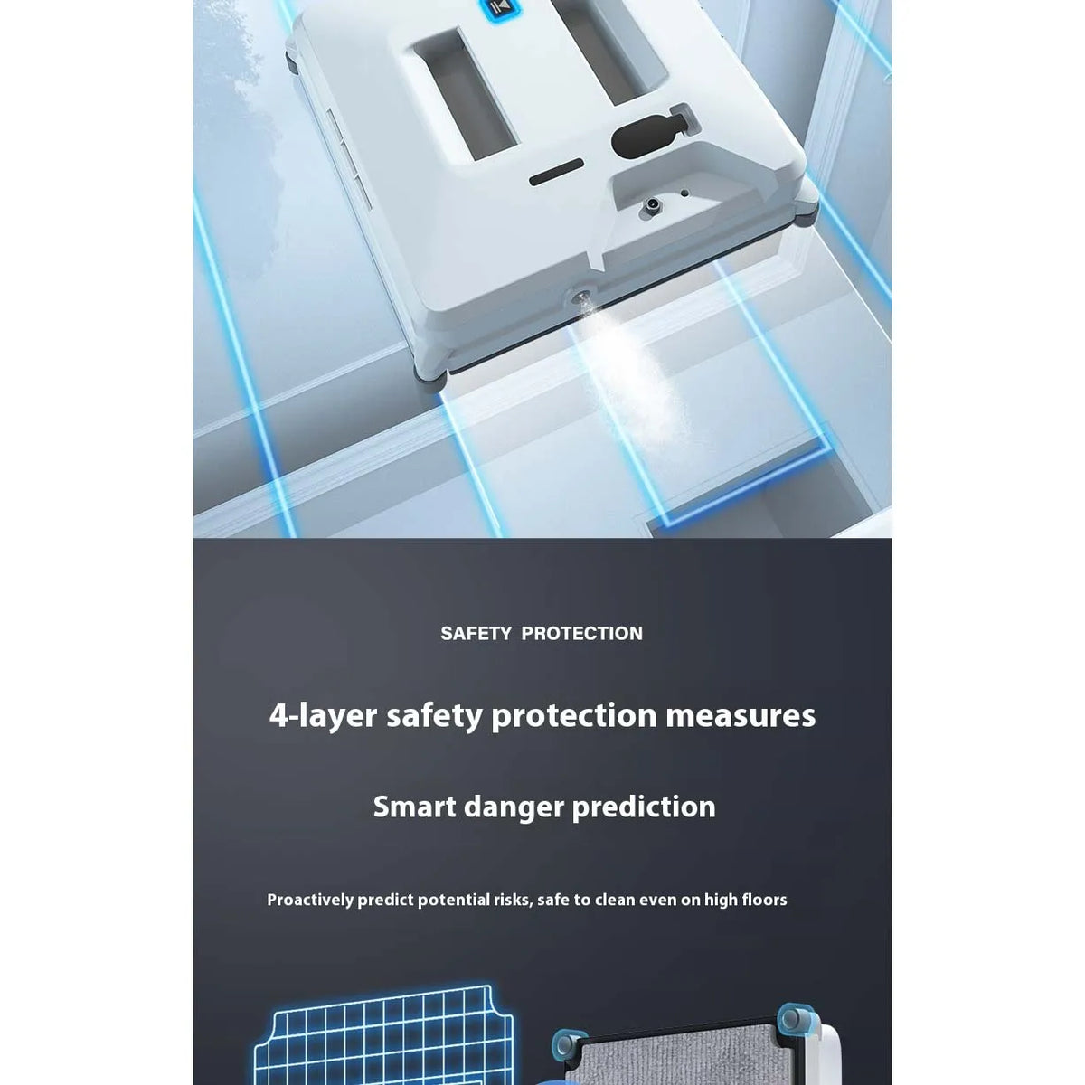 Hengkesen New Generation Upgraded Smart Window Cleaning Robot, Fully Automatic Electric Glass Cleaning Window Cleaner, Remote-Controlled Window Cleaning Machine with Automatic Water Spray, Suitable for Window Glass, Exterior