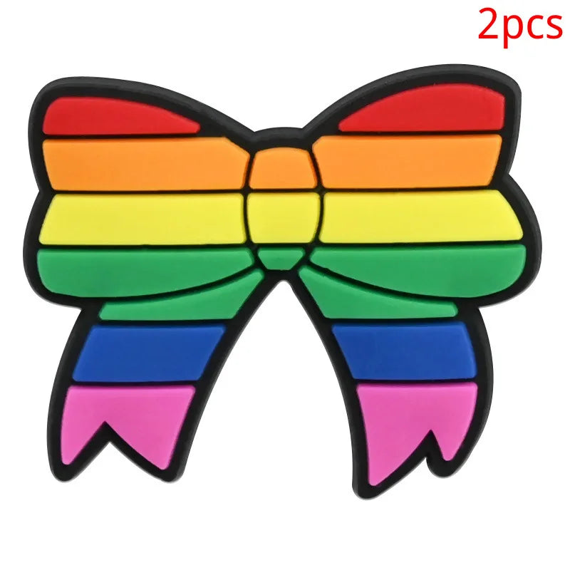 New rainbow shoe charm hole shoe accessories DIY shoe accessories PVC soft rubber shoe buckle jewelry spot wholesale