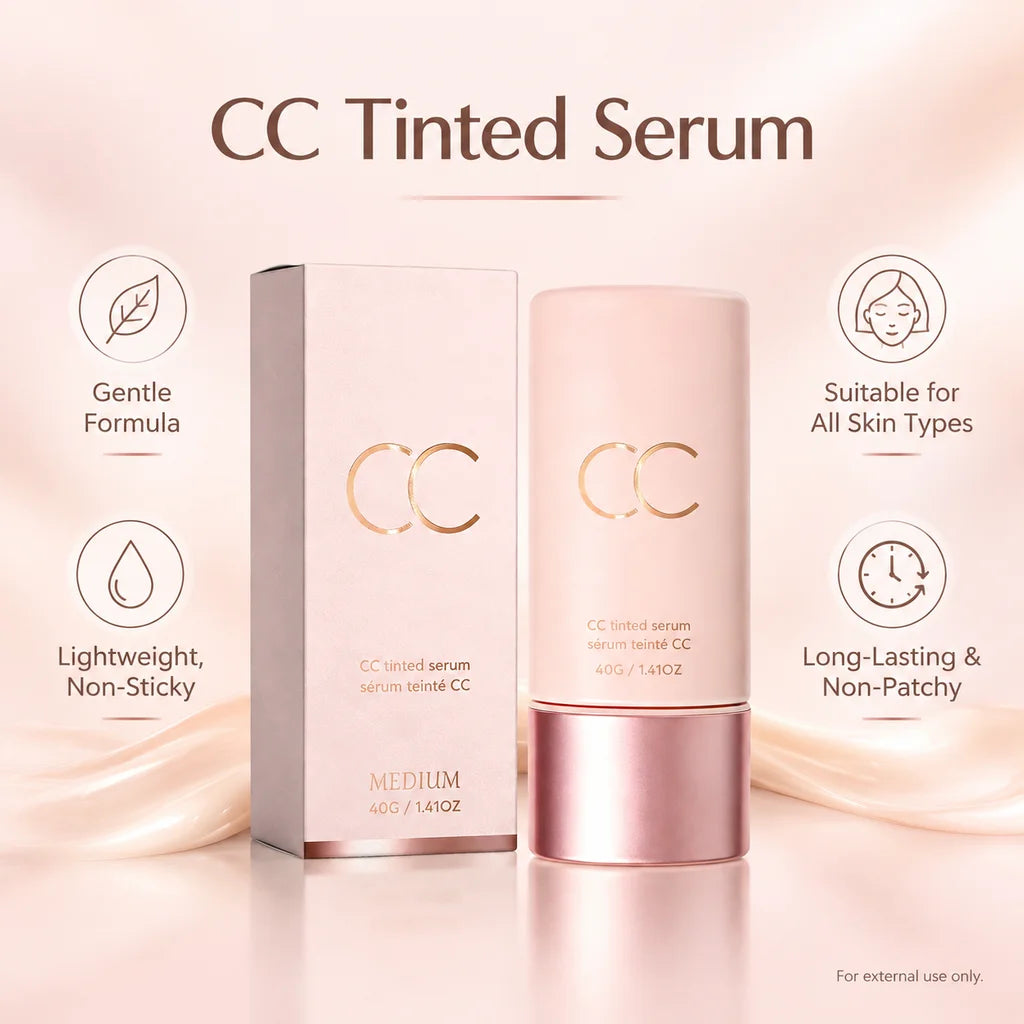 CC Tinted Serum Face Makeup, Color Correcting Moisturizing Skin Tint, Natural Coverage Makeup Base, Waterproof Long Lasting