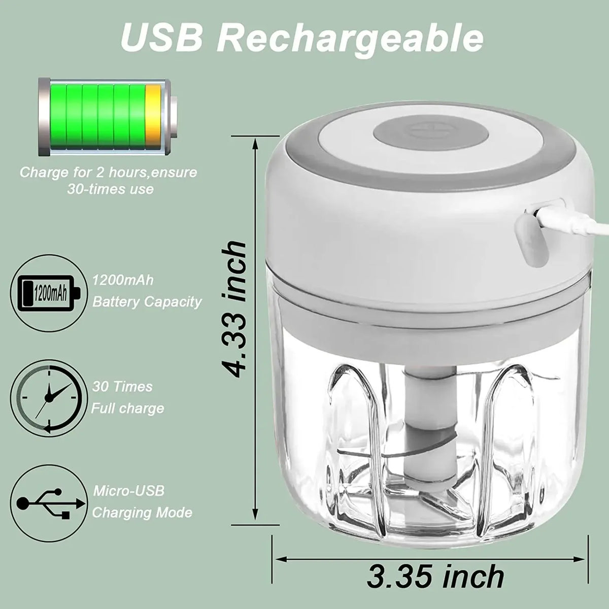 100ML/250ML Electric  Meat Mincer Garlic Chopper Rotate Garlic Press Crusher Vegetable Onion Cutter Kitchen Cooking Accessories