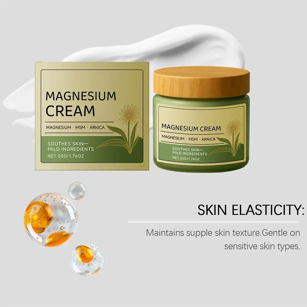 Magnesium Cream with MSM & Arnica, Gentle Plant Extract Body Care Balm, Soothing Massage Cream for Daily Skin Relief