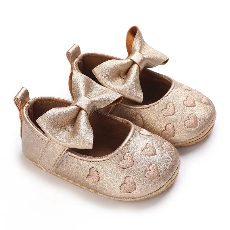 0-1Year Baby Shoes Infant Pre-Walker Shoes Girls Princess Bow Shoes Cute Breathable Flower Soft Sole Casual Sports Footwear
