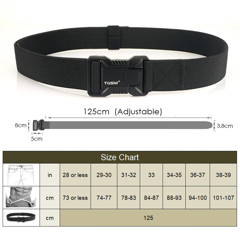 VATLTY New Tactical Outdoor Belt for Men and Women Aluminum Alloy Buckle Quick Release Elastic Belt Casual Belt Jeans Waistband