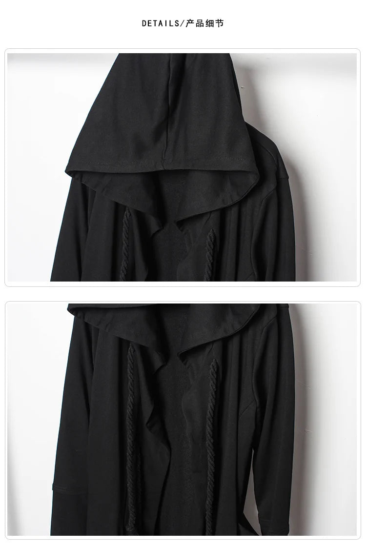 ARENS Men's Tide Spring Autumn Darkwear Warrior Large Size Windbreaker Gothic Style Long Coat Punk Cloak Hooded Wizard