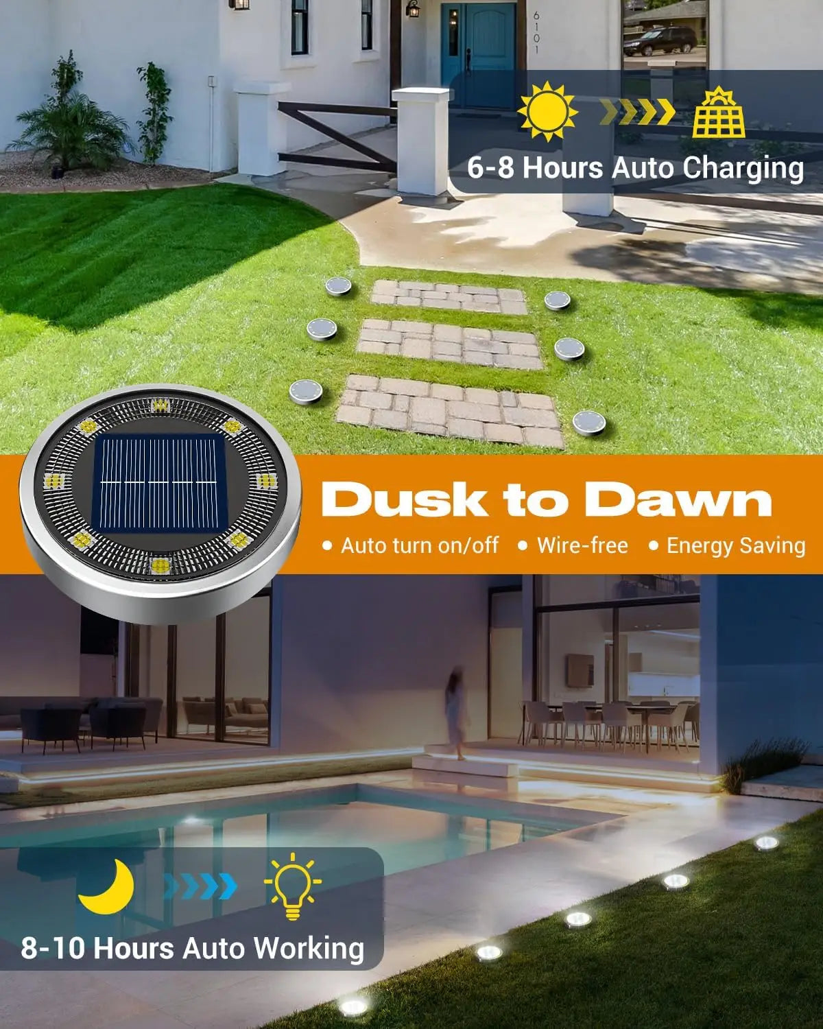1-4 PACK Solar Garden Lights Outdoor 8 LEDs Underground Lamp 6000k With Side Light Spotlight Waterproof For Landscape Lawn Decor