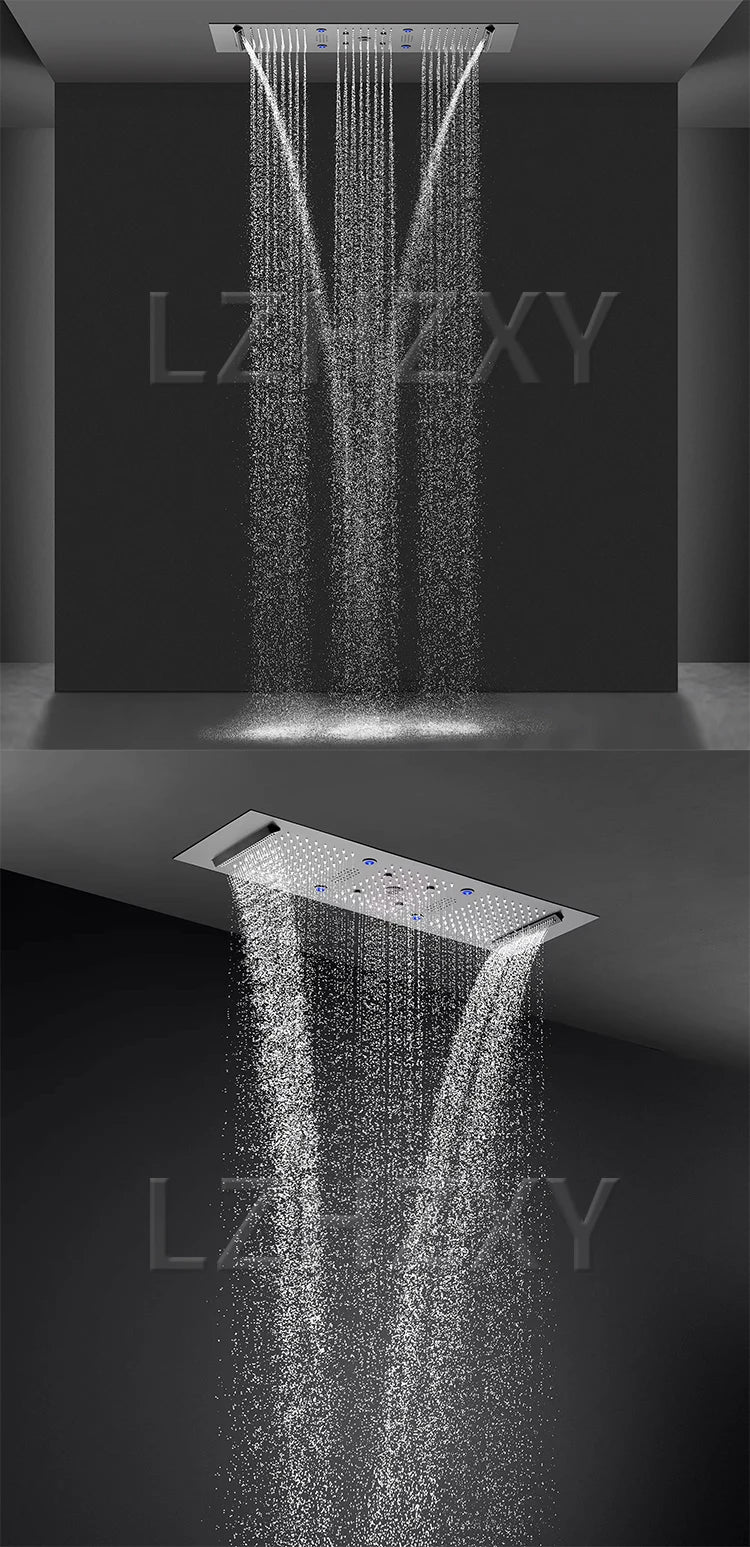Embedded concealed shower head, wall-mounted, hidden, pre-buried, sky-high, giant overhead shower head with music function