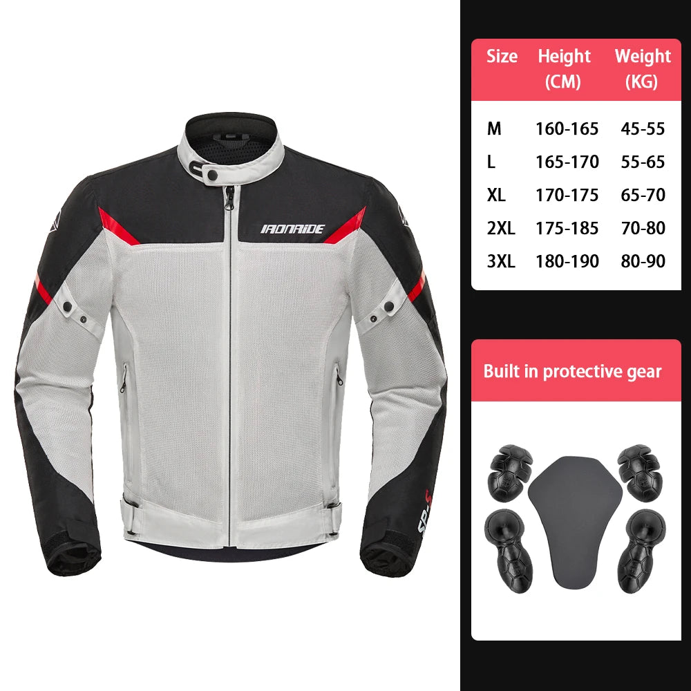 Summer Motorcycle Jacket Man Mesh Breathable Motorbike Riding Moto Jacket Waterproof Outdoor Motocross Riding Protective Gears
