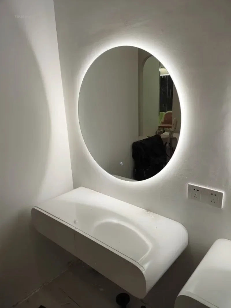 Off-white Hanging Dressing Table Minimalist Wall Mounted Vanity Unit with Mirror Bedroom Furniture Modern Design