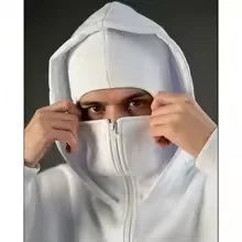 2025 Men's and Women's Balaclava Y2K Gothic Harajuku Winter Fashion Double Hooded Sportswear Men's Hooded Mask Zipper Sportswear