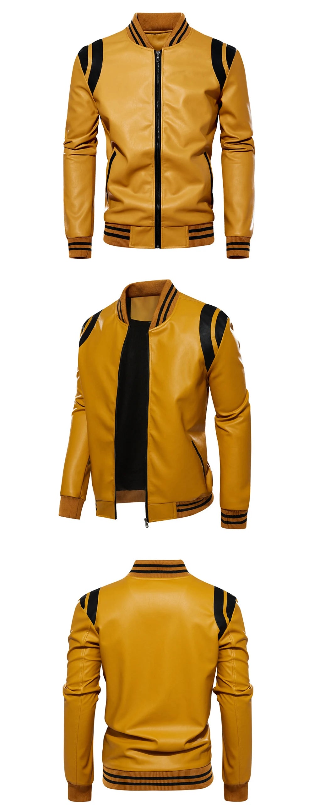 Autumn Winter Men's PU Leather Jackets Fashion Man Motorcycle Coats Male Patchwork Streetwear Zipper Leather Jackets Clothing