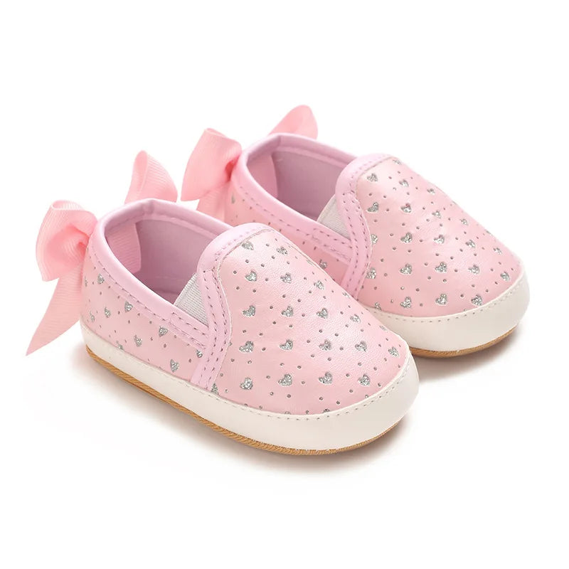 Baby Learning Walk Shoes, Cute Printed & Bow Sneakers, Soft Sole Casual Footwear for Infants 0-18M