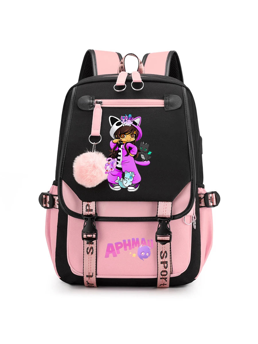 Aphmau Anime Backpack for Teenager Back To School Bookbags Fashion Trend Student Laptop Bagpack