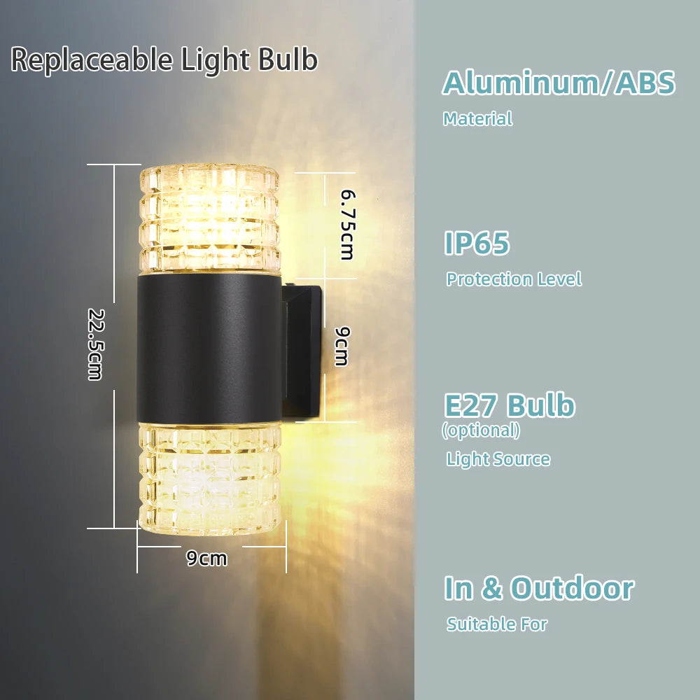 2025 NEW Wall Light Outdoor Waterproof LED E27 Bulb External Facade Decor Stairs Lights Entrance Fixture Home Decorative Wall