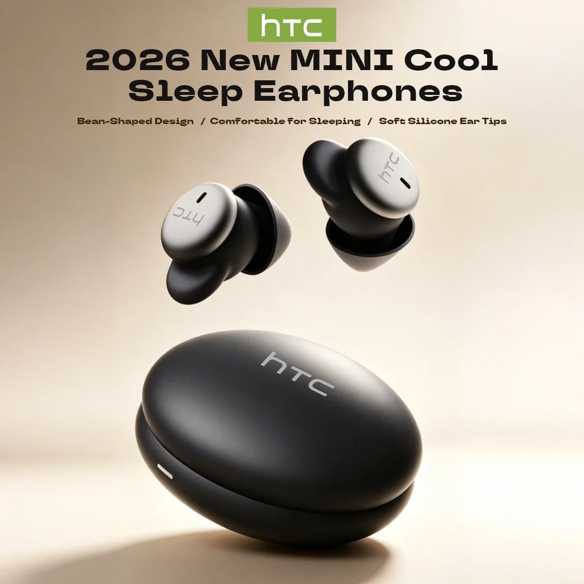 HTC NE92 Sleeping Mini Bluetooth Earphones TWS Wireless Headphones With Mic Noise Reduction Soft In-Ear Earbuds