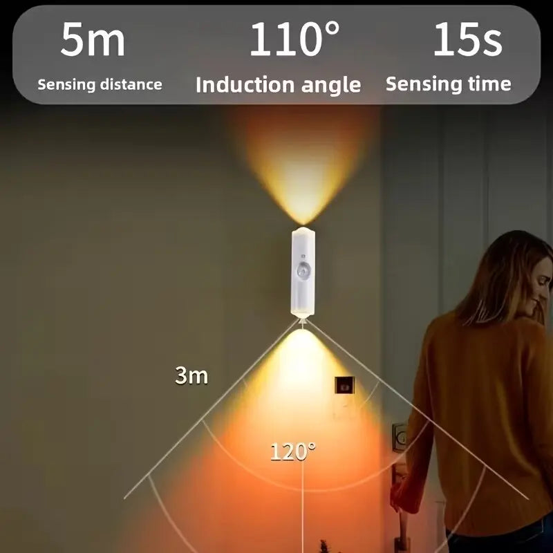 RGB Motion Sensor LED Wall Lamp Type-C Rechargeable Up-Down Dual Lighting Color Changing Neon Mood Light Dimmable Nightlight for Bedroom Corridor Stair Decor Christmas Gift