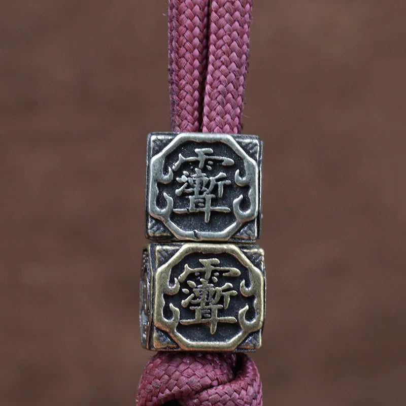 Eight Diagrams Block Brass Knife Beads EDC DIY Paracord Woven Bracelets Lanyard Pendants Accessories Outdoor Tool Hangings Charm