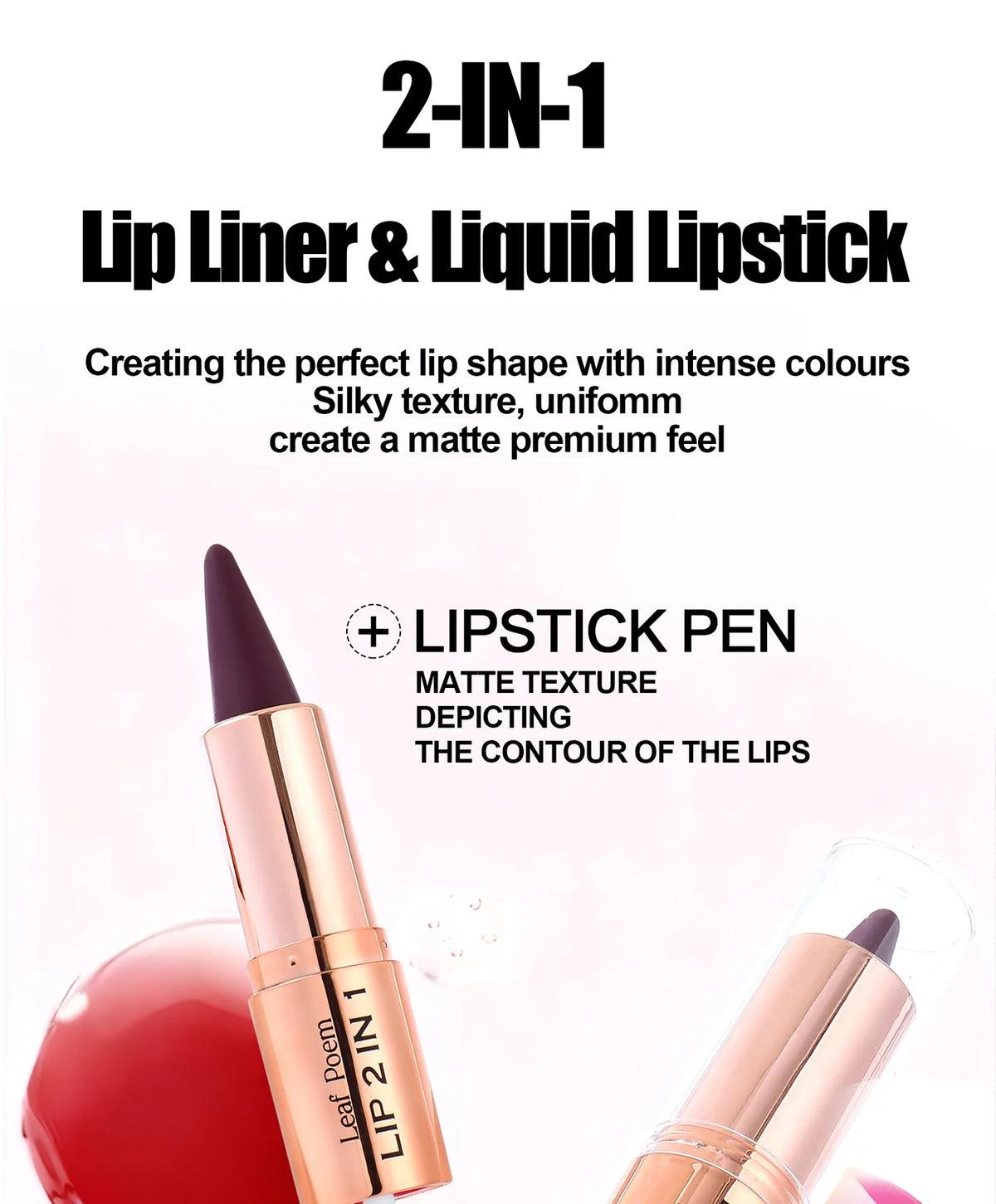 Tapered Gradient Lipliner Pen Black Brown Lip Gloss Matte Lip Liner Double Head Plumping Waterproof Lip Contour Non Stick Makeup