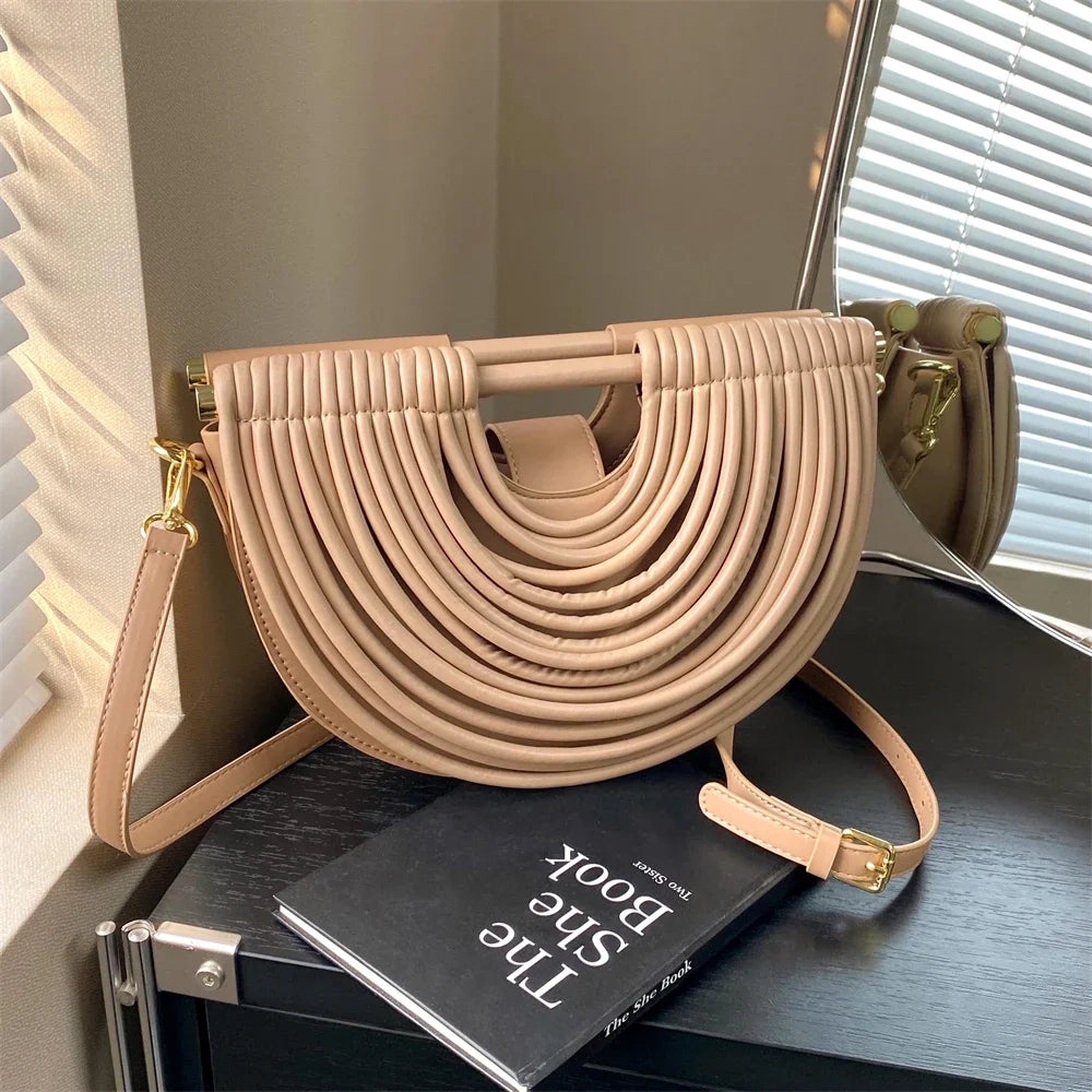Luxury Evening Clutch Purses For Women 2026 Golden Noodle Half Moon Crossbody Bag Wedding Dinner Party Luxury Designer Handbags