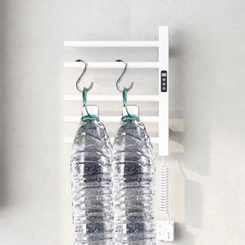 Smart Electric Bathroom Towel Rack Timer Rotating Towel Warmer Touch Control Temperature Adjustable Wall Mounted Drying Rack
