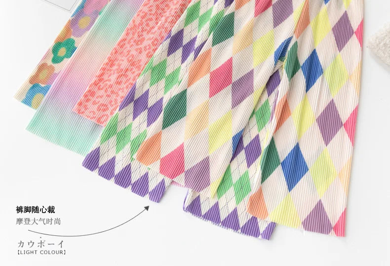 Kids Pants Creased Rainbow Wide-leg Pants Kids Clothes for Girls 4 To 11 Years Legings for Girls Teenage Girls Clothing