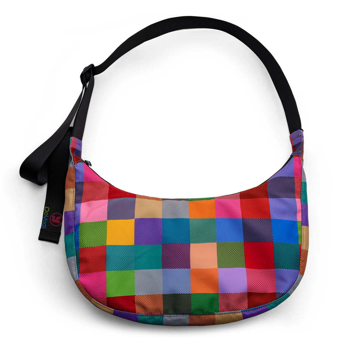 Nylon Medium Crescent Bag for Women Men,Crossbody Bag with Adjustable Strap&Dual Interior Zip Pocket Casual Daily Shoulder Bag