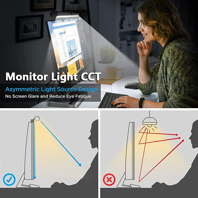 LED Monitor Light Bar RGB Desk Lamp Dimmable Office Eye-caring Table Lamps for Study Reading Computer Screen Hanging Light 40cm