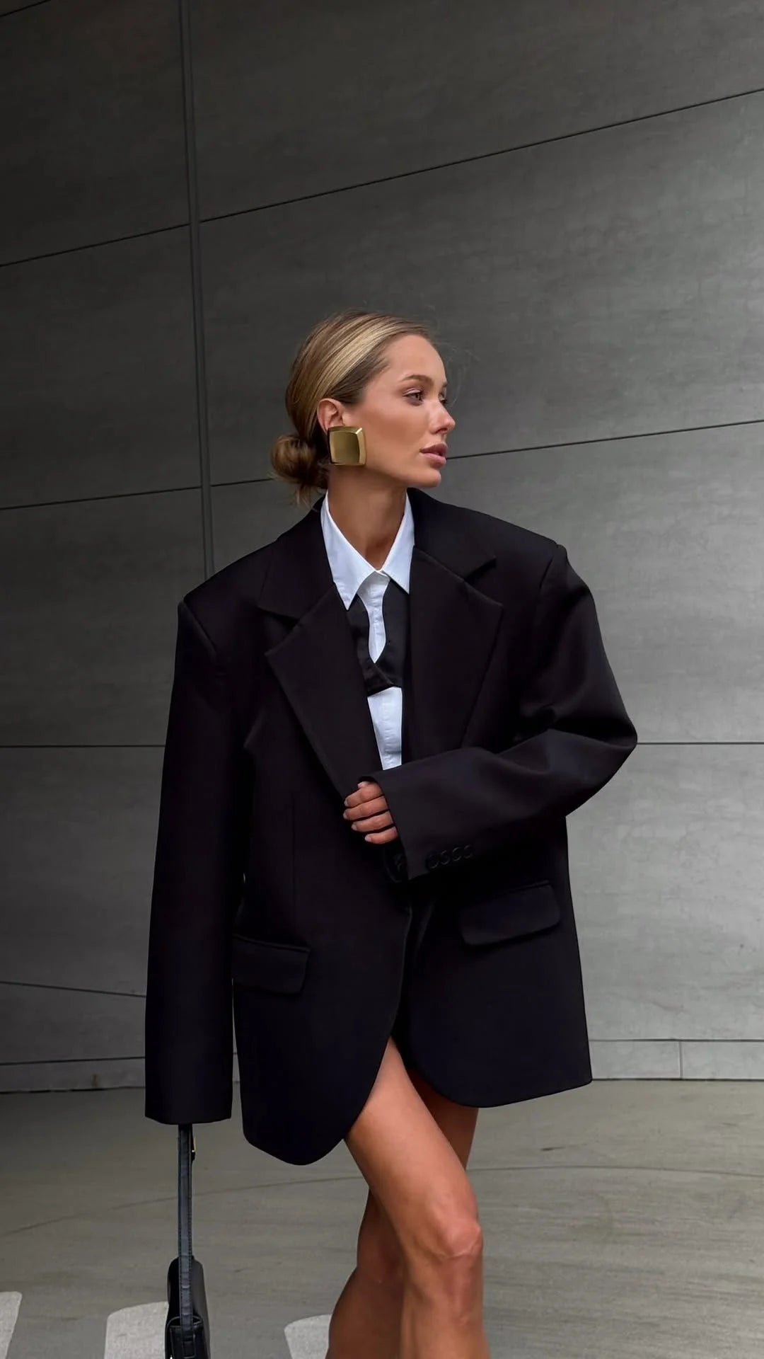Women Red Blazer Jacket Single Button Lapel Collar Loose Casual Coats 2026 Autumn Winter New Fashion Street Oversized Streetwear