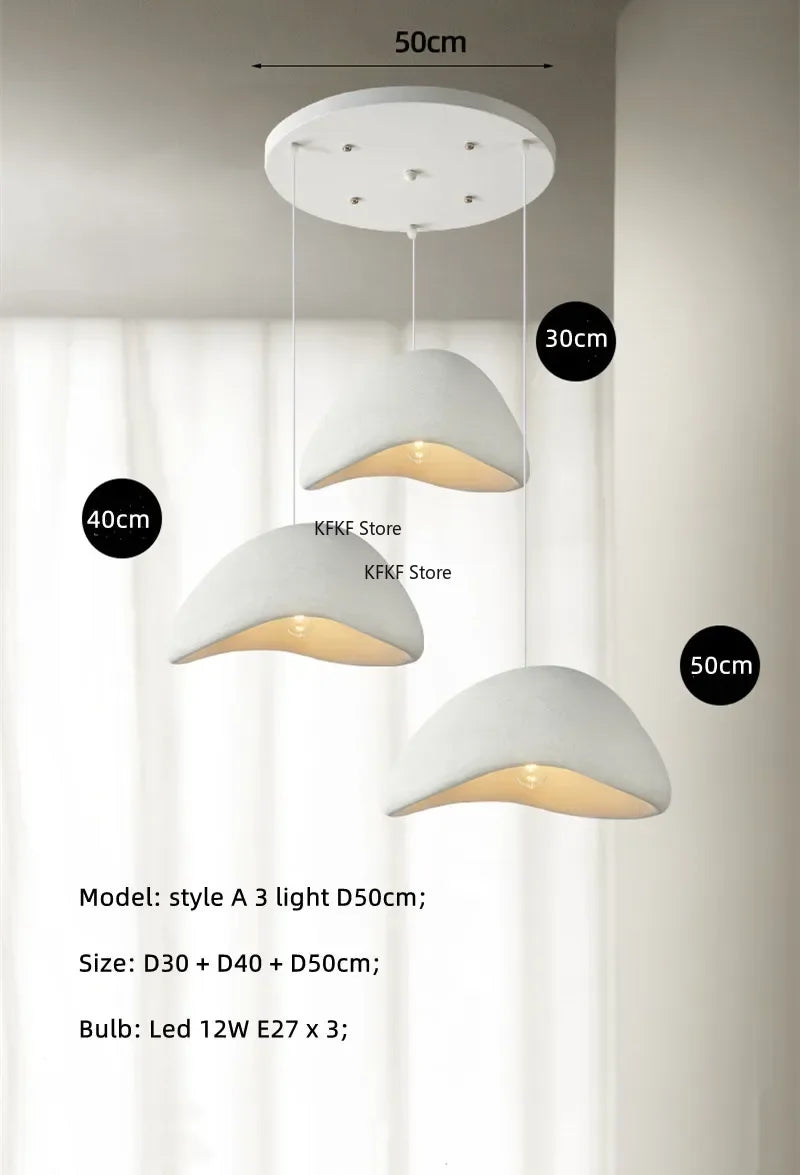 Nordic Wabi Sabi LED Pendant Light E27 Simple Chandelier Cord Suspend Lamp for Dining Room Restaurant Luminarias Fixtures