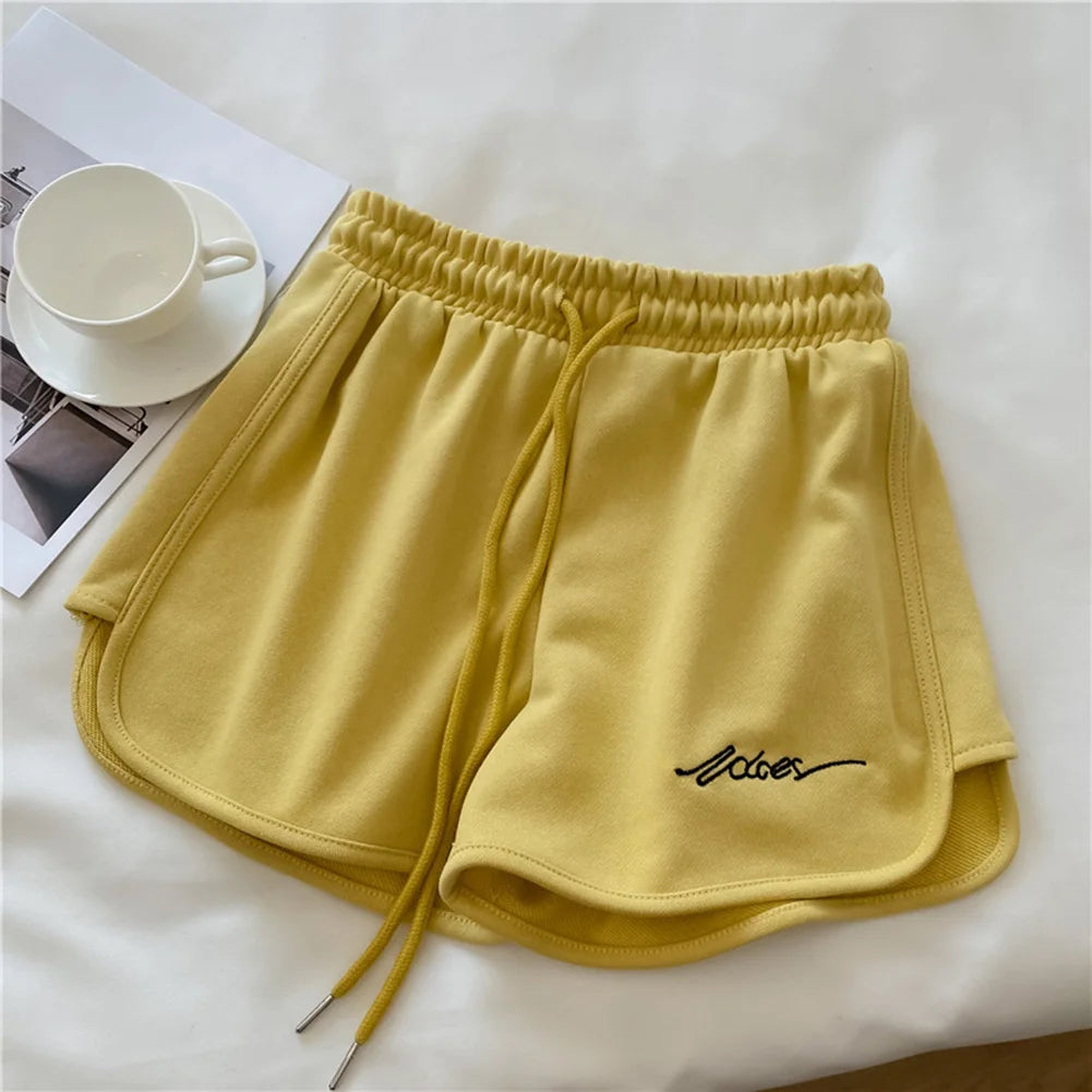 Loose Fit Women's High-Waisted Sports Shorts Elastic Running Pants for Fitness Casual Home Wear Four Season Use