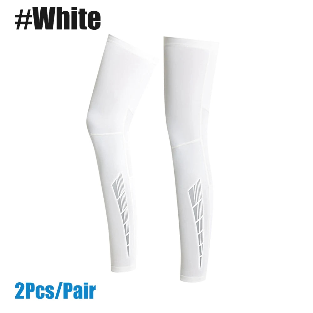 1 Pair Compression Leg Sleeves – Full Length Long Knee UV Protection Sleeves for Outdoor Sports – Cycling, Football, Basketball