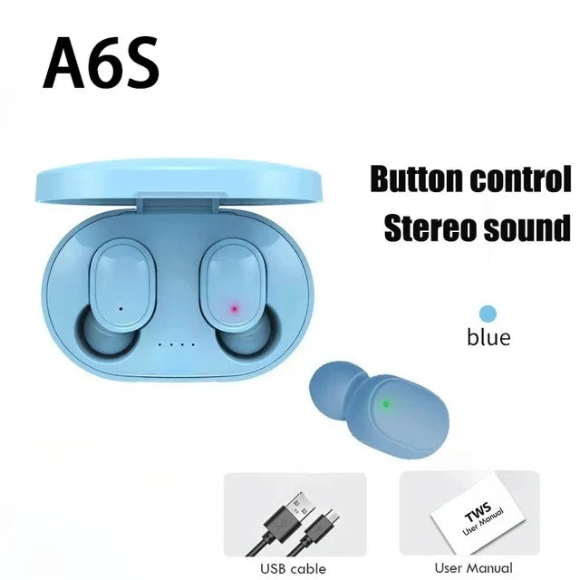 A6S TWS Wireless Bluetooth 5.1 Earbuds LED Digital Display Touch Control Earphone Mic Waterproof Sport Headset For Xiaomi Huawei