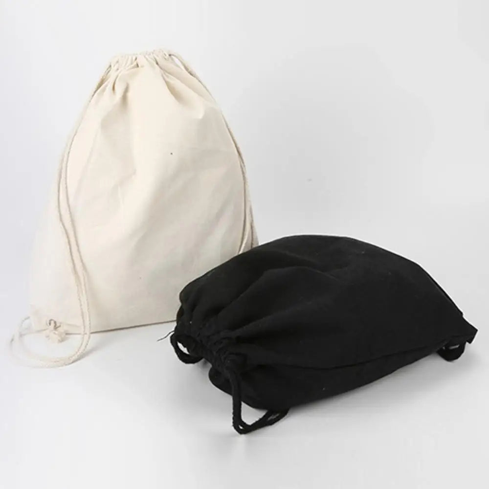 Cotton Canvas Drawstring Backpack Bag Gym Sackpack Sports String Sackpack Storage Gift Bag 2 Pack Black 34.5x40cm Casual