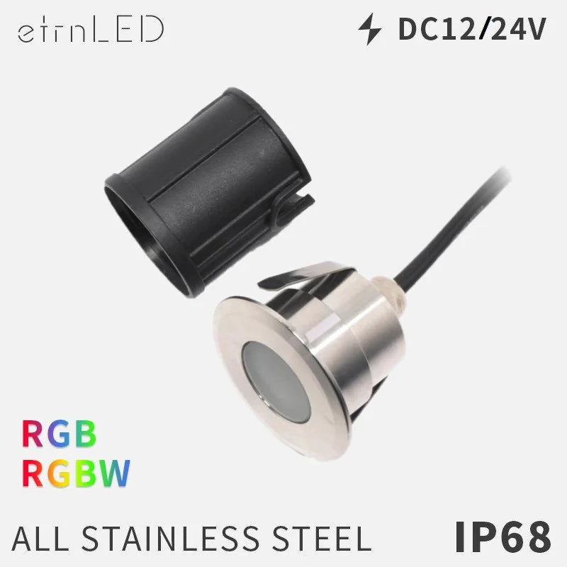 etrnLED Garden Floor Lamp Outdoor Terrace Lights Waterproof IP68 Recessed Mini Ground Spots 12V 24V RGB Landscape Lighting 2W