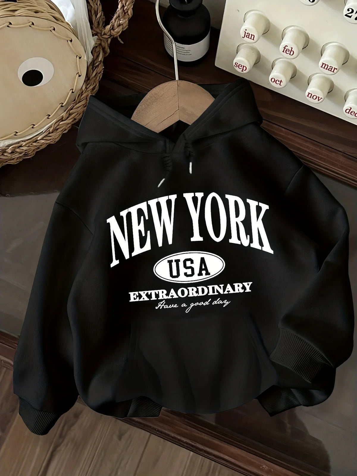 2026 New Unisex New York USA Letter Graphic Hoodie Vintage City Text Print Casual Streetwear Hooded Sweatshirt