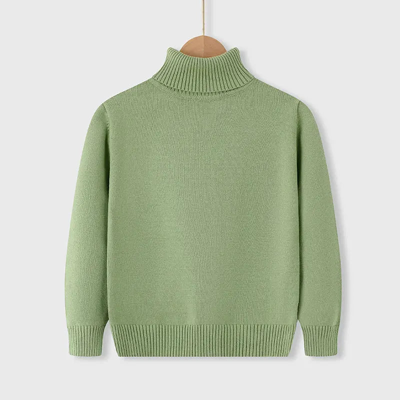 New Autumn Winter Children's Cotton Sweater Full Sleeve Turtleneck Knitwear Baby Boys Girls Clothing Warm Soft Jumper Pullovers
