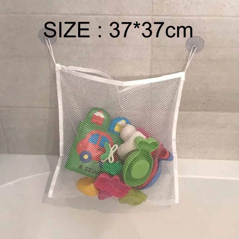 Baby Shower Bath Toys White Baby Kids Toy Storage Mesh with Strong Suction Cups Toy Bag Net Bathroom Organizer for Kids Toddlers