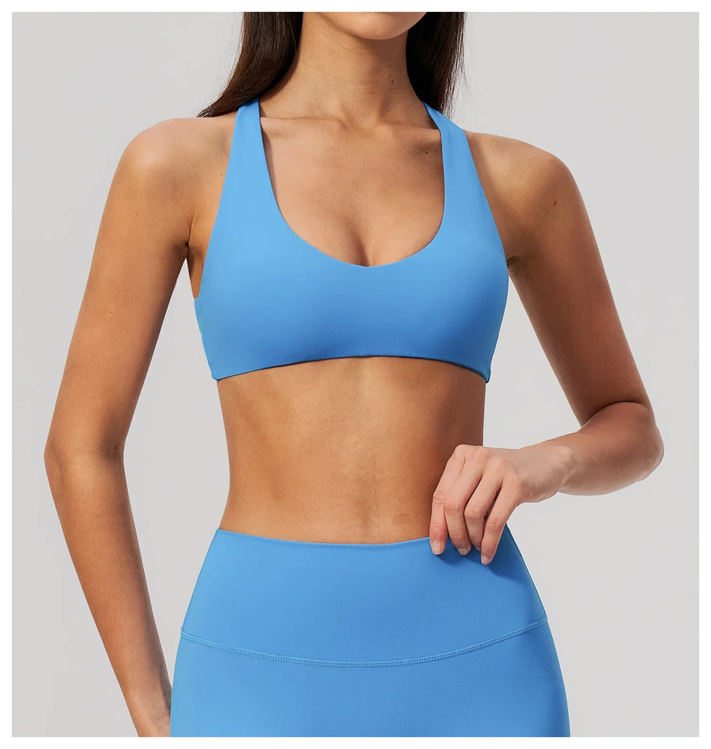 NCLAGEN Sport Bra Women High Support Fitness Brushed Underwear Back Cross Gym Clothes Training Yoga Top Pilates Workout Tank