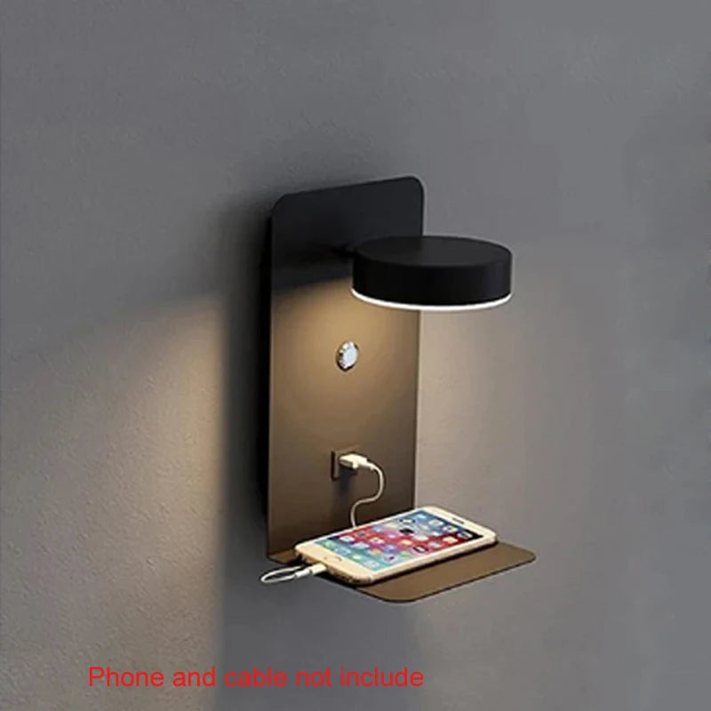 LED Wall Light with USB Charging – Bedside Reading Lamp