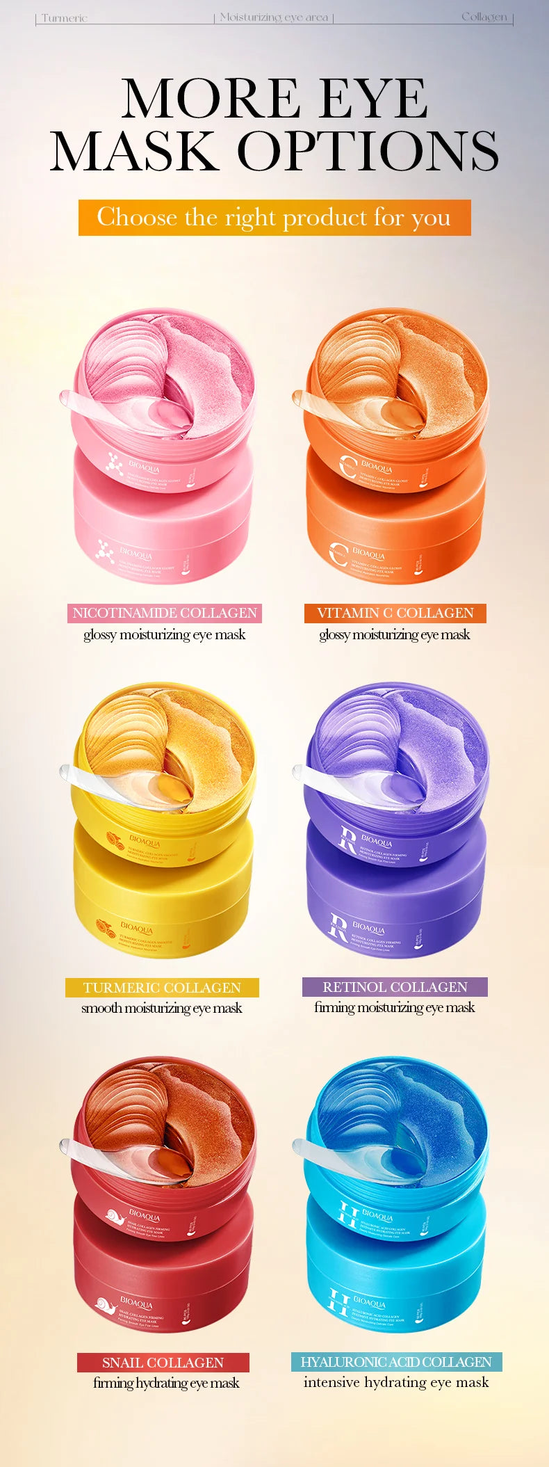 1 Box of 80Pcs Collagen Moisturizing Eye Masks, Eye Patches, Containing Collagen Ingredients, Moisturize and Nourish the Skin Ar