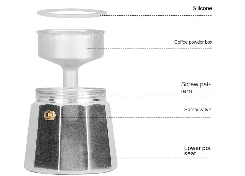 KNCOKAR 1/2/3/6/9/12/14cup Stovetop Moka Coffee Maker Italian Top Moka Espresso Cafetera Expresso Percolator Cafe Coffee Pot