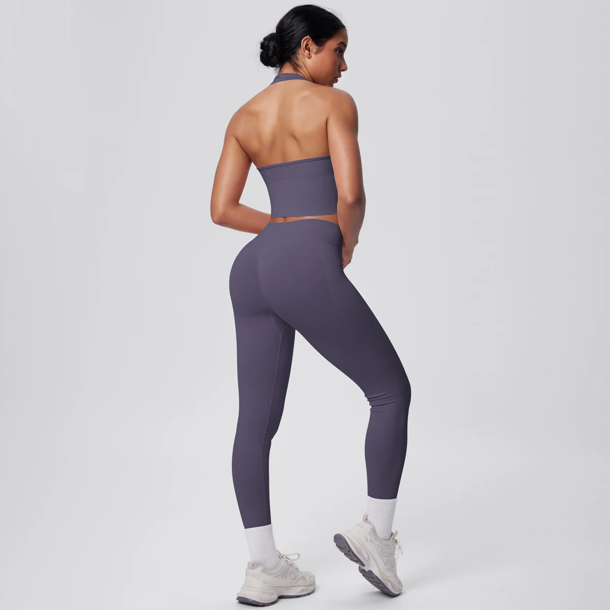 Rooftrellen 2PCS/set Women Gym Sports Yoga Set Breathable Shockproof Workout Top Backless Bra Push Up Fitness Pants Yoga Set