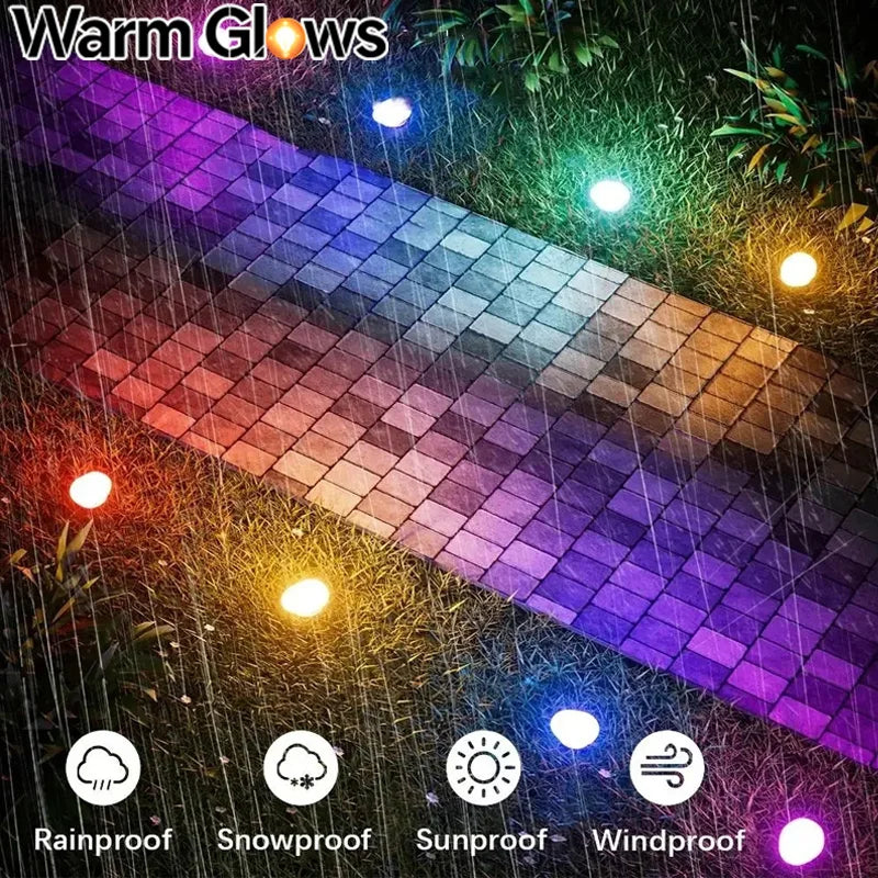 Solar Decorative Lamp Colorful Ground Lamp Outdoor Waterproof Portable Energy Saving Lantern Pebble Lawn Light Home Garden Lamp