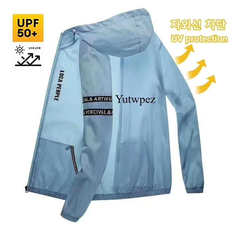 Outdoor Hiking UPF50+ Summer Sun Protection Cycling Men's Casual Quick-drying Bicycle Sports Hooded Jacket Thin Skin Windbreaker